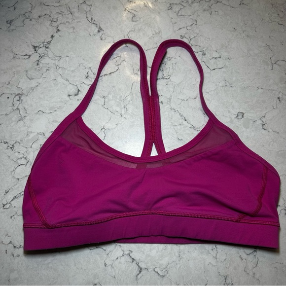 Lululemon Racerback Size 4 Sports Bra Solid Hot Pink Strappy - Picture 1 of 7